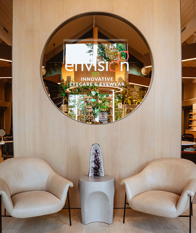 Entrance and waiting area at Envision Eyecare in Asheville, NC